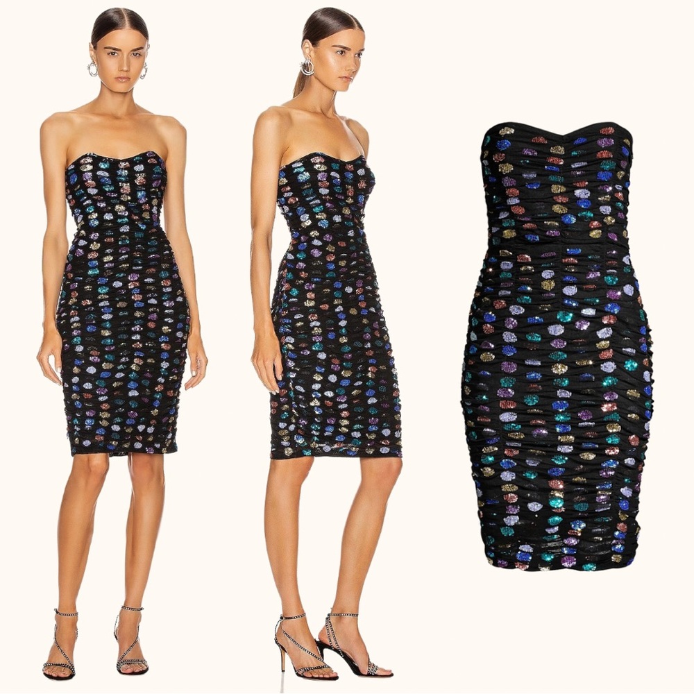 Retrofête | Rachel Strapless Rainbow Sequin Embellished Bodycon Dress Black